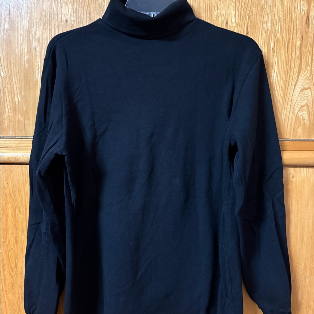 Lands’ End Women’s Classic Black Cotton Turtleneck